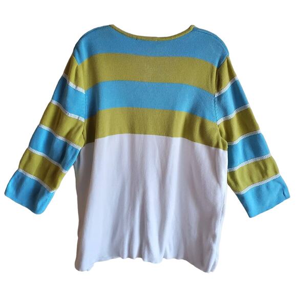 CJ BANKS Women's 1X Cardigan Sweater Button Up Ribbon Trim 3/4 Sleeve Bust 42" - Picture 5 of 5